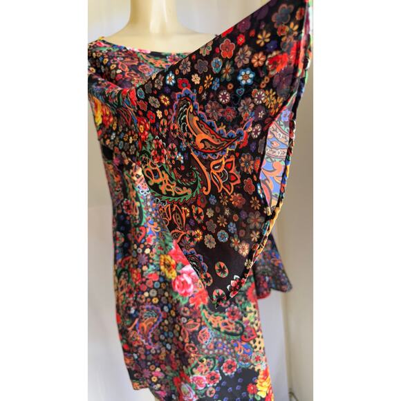 ECI New York Multicolor Floral Bell Sleeve Dress Sz 10 Boho Fall Style Festival - Picture 3 of 9